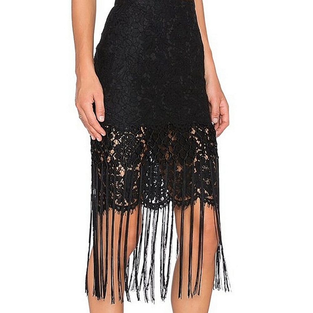 Gorgeous Lace Fringe Midi Skirt
